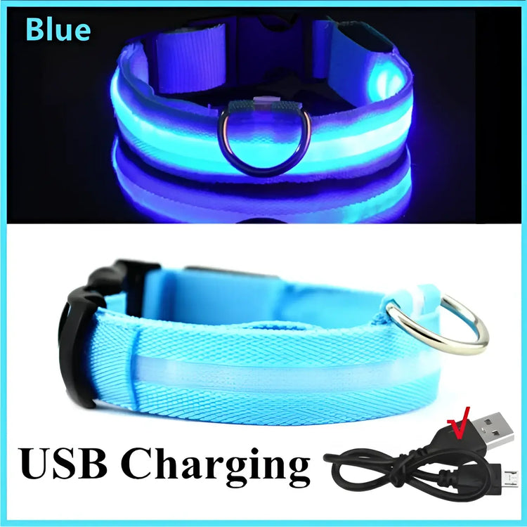 LED Glowing Dog Collar Adjustable Flashing Rechargea Luminous Collar Night Anti-Lost Dog Light HarnessFor Small Dog Pet
