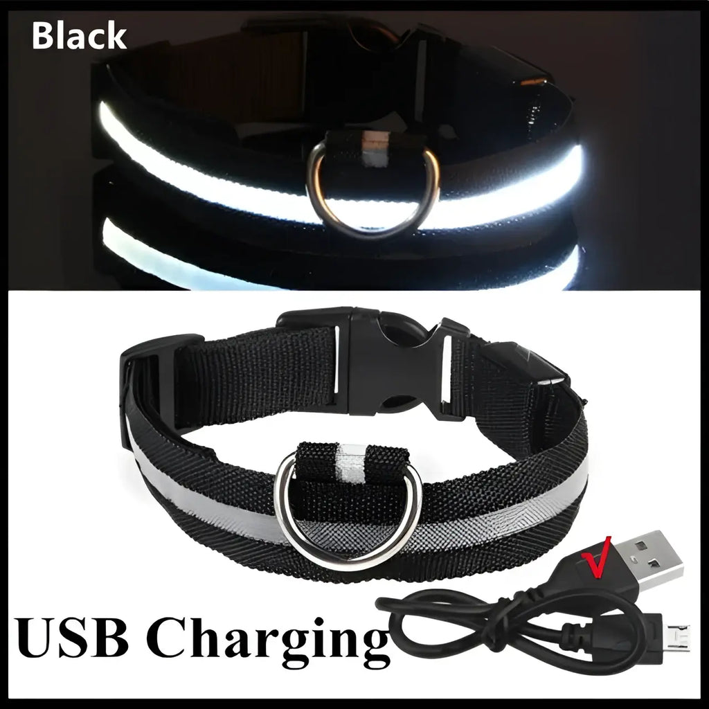 LED Glowing Dog Collar Adjustable Flashing Rechargea Luminous Collar Night Anti-Lost Dog Light HarnessFor Small Dog Pet