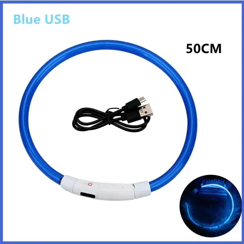 Collier pour animaux de compagnie rechargeable à LED - Blue USB 50CM / XXL Neck 43-62 cm / China Mainland