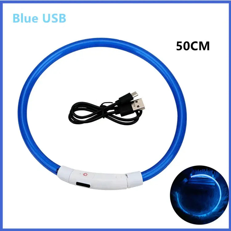 Collier pour animaux de compagnie rechargeable à LED - Blue USB 50CM / XXL Neck 43-62 cm / China Mainland