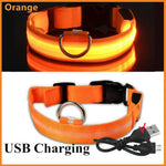 Collier pour animaux de compagnie rechargeable à LED - Orange USB Charging / L Neck 41-52 cm / China Mainland