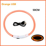 Collier pour animaux de compagnie rechargeable à LED - Orange USB 50CM / XXL Neck 43-62 cm / China Mainland