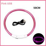 Collier pour animaux de compagnie rechargeable à LED - Pink USB 50CM / XXL Neck 43-62 cm / China Mainland