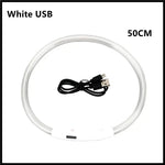 Collier pour animaux de compagnie rechargeable à LED - White USB 50CM / L Neck 41-52 cm / China Mainland