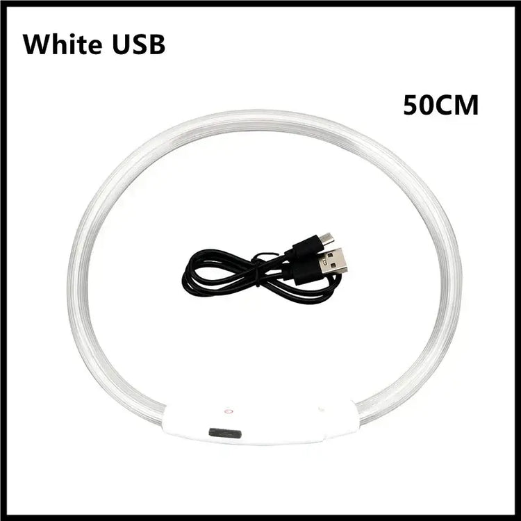 Collier pour animaux de compagnie rechargeable à LED - White USB 50CM / L Neck 41-52 cm / China Mainland