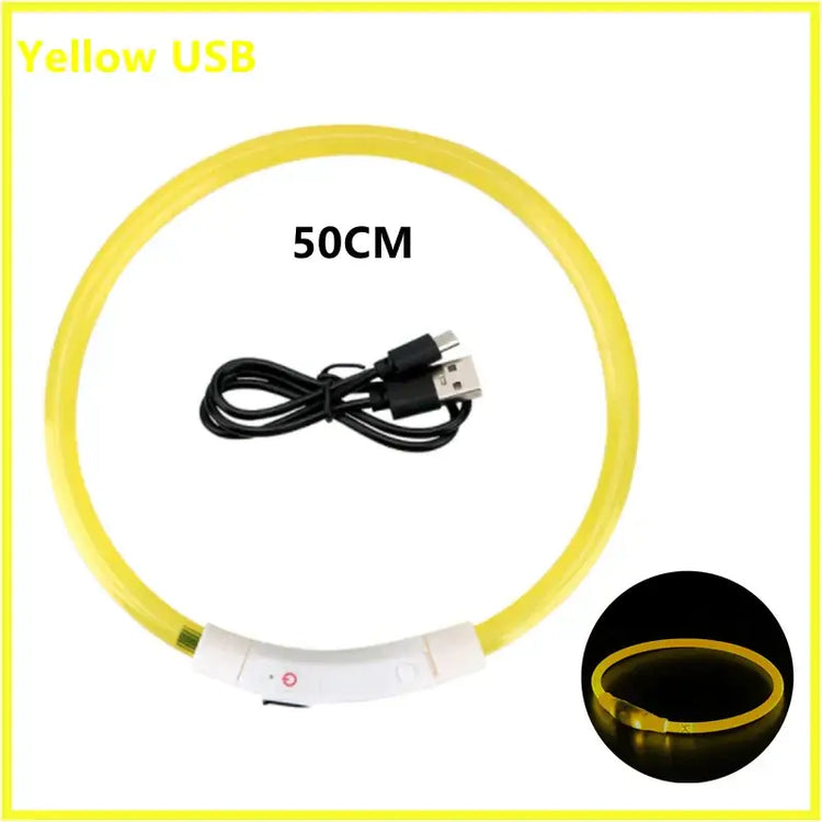 Collier pour animaux de compagnie rechargeable à LED - Yellow USB 50CM / XXL Neck 43-62 cm / China Mainland