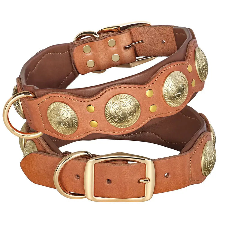 Collier pour chien en cuir véritable - Brown / L