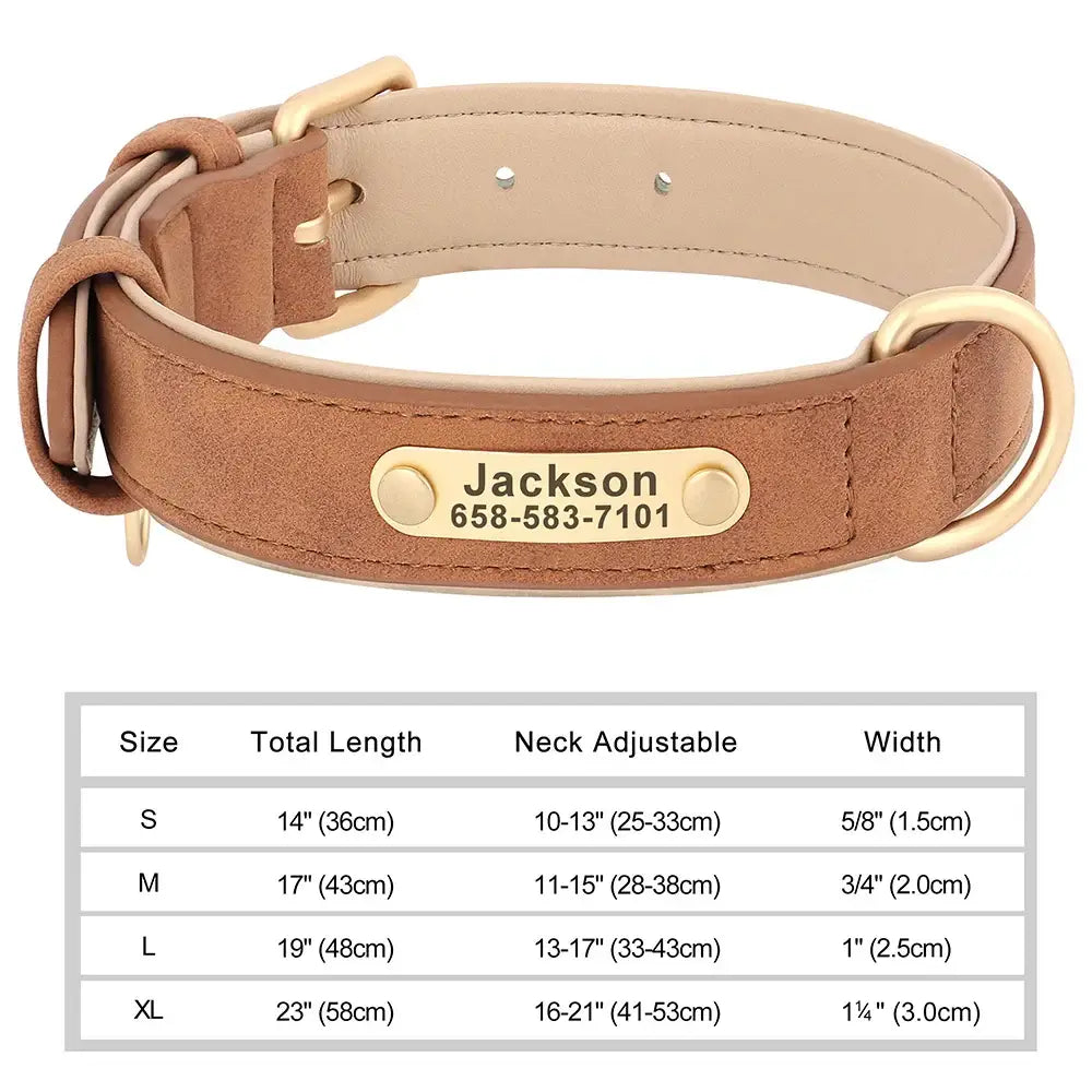 Collier pour chien gravé sur mesure - 131-1 Brown / XL