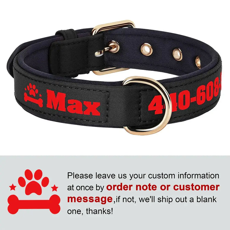 Collier pour chien personnalisé - Black-Bone Paw / M 28-38cm