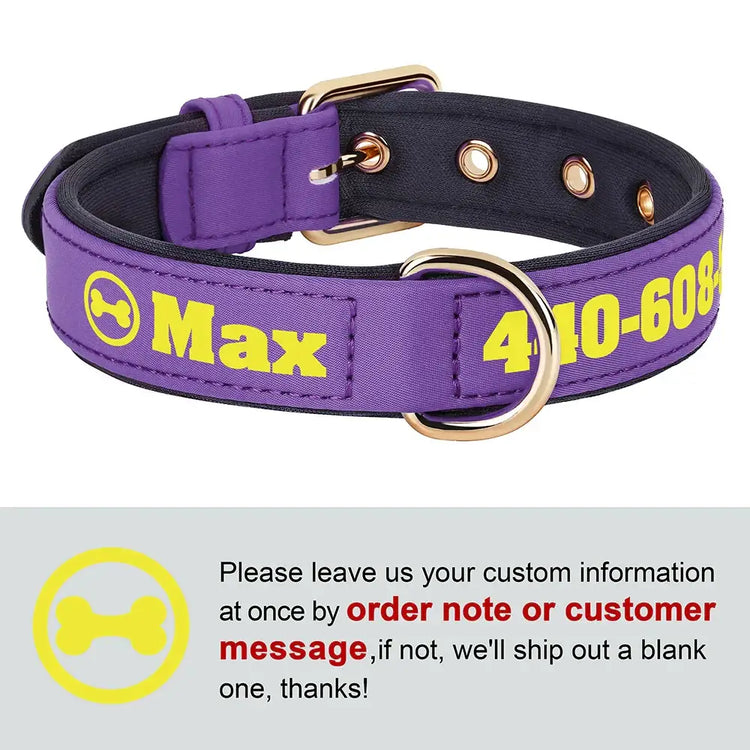 Collier pour chien personnalisé - Purple-Bone / S 24-32cm