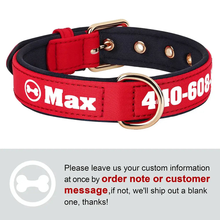 Collier pour chien personnalisé - Red-Bone / L 33-43cm