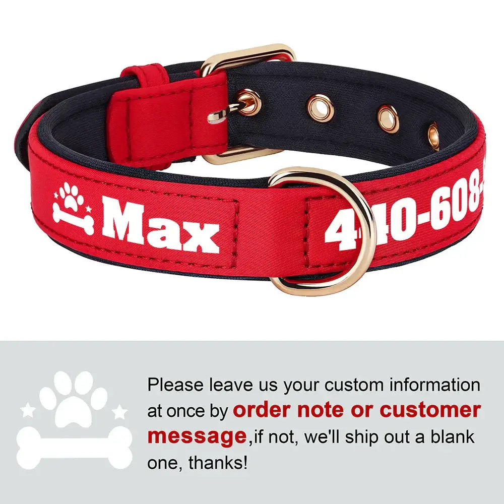 Collier pour chien personnalisé - Red-Bone Paw / M 28-38cm
