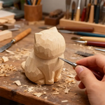 Cute Cat Animals Figurine Decorative Wooden Ornament Kitten Statue Calico Golden gradient cat Home Office Desk