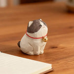 Cute Cat Animals Figurine Decorative Wooden Ornament Kitten Statue Calico Golden gradient cat Home Office Desk