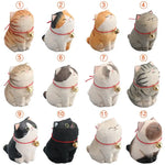 Cute Cat Animals Figurine Decorative Wooden Ornament Kitten Statue Calico Golden gradient cat Home Office Desk