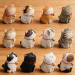 Cute Cat Animals Figurine Decorative Wooden Ornament Kitten Statue Calico Golden gradient cat Home Office Desk