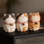 Cute Cat Animals Figurine Decorative Wooden Ornament Kitten Statue Calico Golden gradient cat Home Office Desk