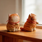 Cute Cat Animals Figurine Decorative Wooden Ornament Kitten Statue Calico Golden gradient cat Home Office Desk
