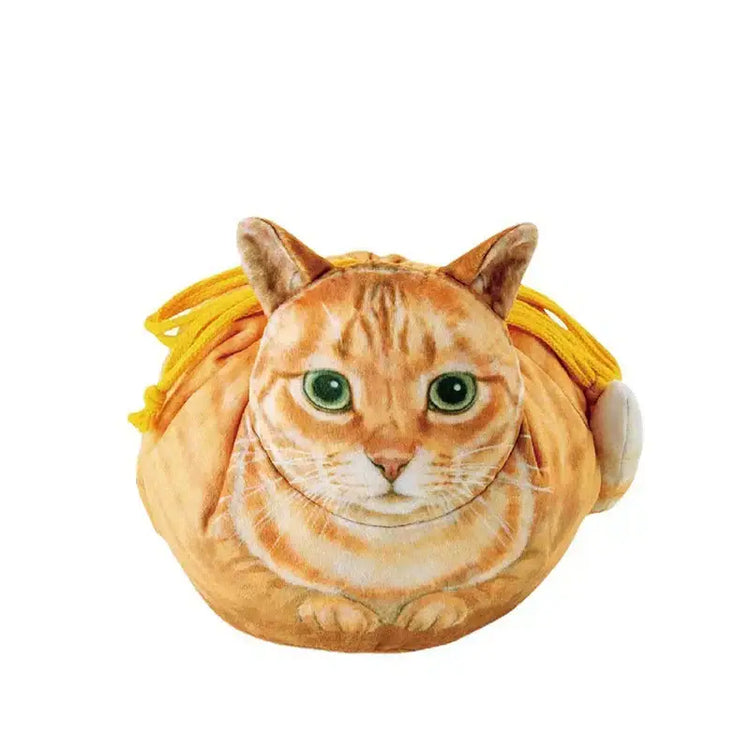 Cute Cat Makeup Bag Drawstring Closure 3D Cat Head Design Flat Cosmetic Pouch Gift for Women Cat Lovers Travel