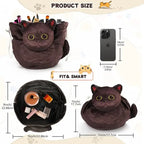 Cute Cat Makeup Bag Drawstring Closure 3D Cat Head Design Flat Cosmetic Pouch Gift for Women Cat Lovers Travel