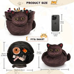 Cute Cat Makeup Bag Drawstring Closure 3D Cat Head Design Flat Cosmetic Pouch Gift for Women Cat Lovers Travel