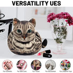 Cute Cat Makeup Bag Drawstring Closure 3D Cat Head Design Flat Cosmetic Pouch Gift for Women Cat Lovers Travel
