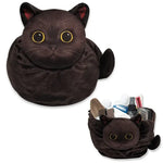 Cute Cat Makeup Bag Drawstring Closure 3D Cat Head Design Flat Cosmetic Pouch Gift for Women Cat Lovers Travel