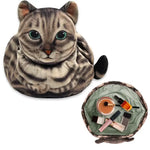 Cute Cat Makeup Bag Drawstring Closure 3D Cat Head Design Flat Cosmetic Pouch Gift for Women Cat Lovers Travel