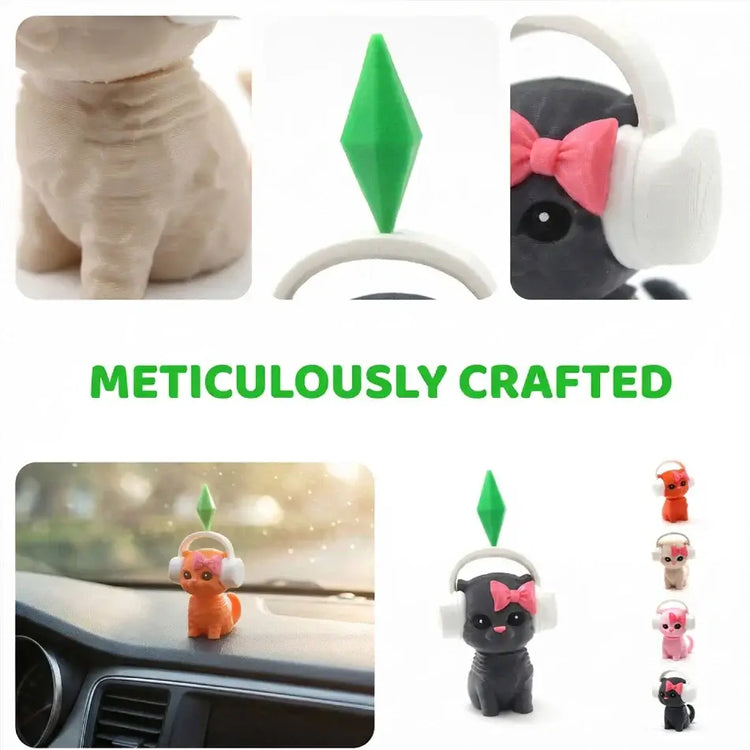 Cute Dancing Cat Model The Sims InspiredCreative Cute Kitten Mini Earphone Cat Model Desktop Decor Automotive Interior