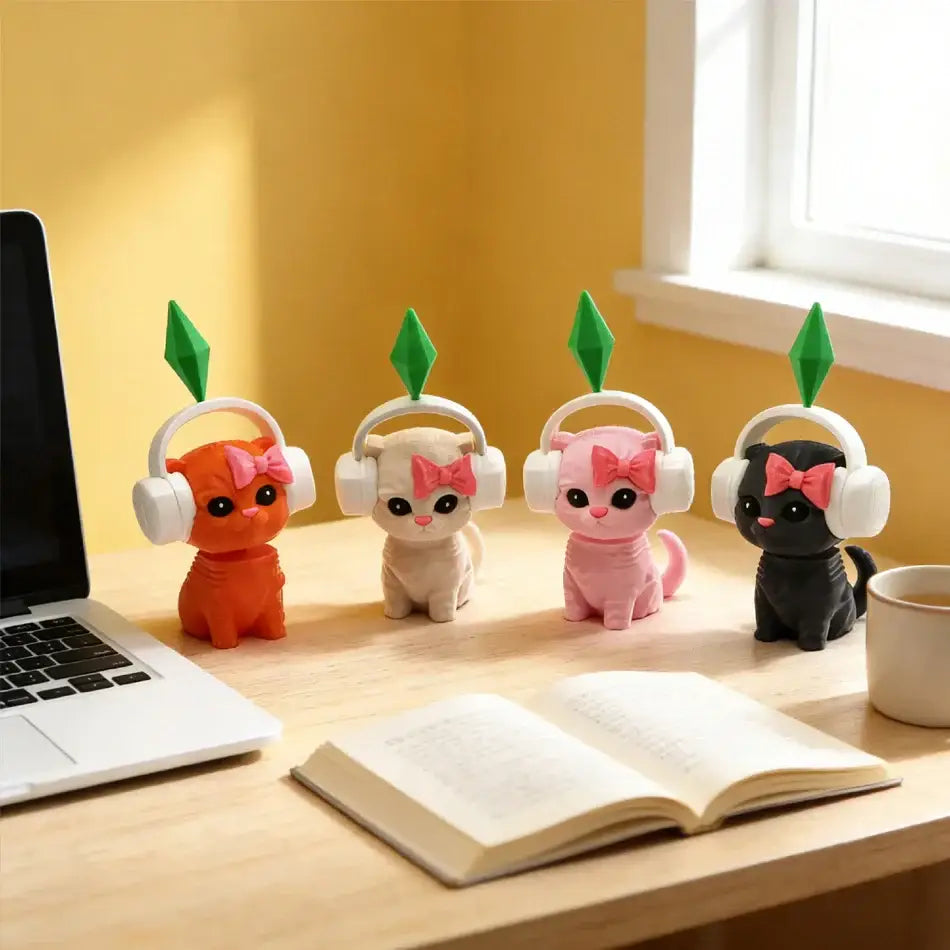 Cute Dancing Cat Model The Sims InspiredCreative Cute Kitten Mini Earphone Cat Model Desktop Decor Automotive Interior