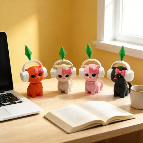 Cute Dancing Cat Model The Sims InspiredCreative Cute Kitten Mini Earphone Cat Model Desktop Decor Automotive Interior