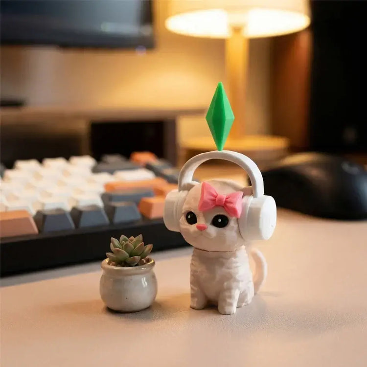 Cute Dancing Cat Model The Sims InspiredCreative Cute Kitten Mini Earphone Cat Model Desktop Decor Automotive Interior