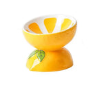 Cute Fruit Shape Cat Bowl High Quality Ceramics Cat Bowl Pet Supplies Cat Food And Water Feeder Pet Accessories - Lemon