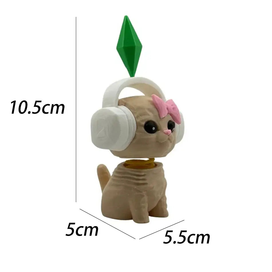 Cute Plumbob Dancing Cat Car Accessory The Sims Inspired Cat Figurine Creative Dashboard Decor Car Interior Desk