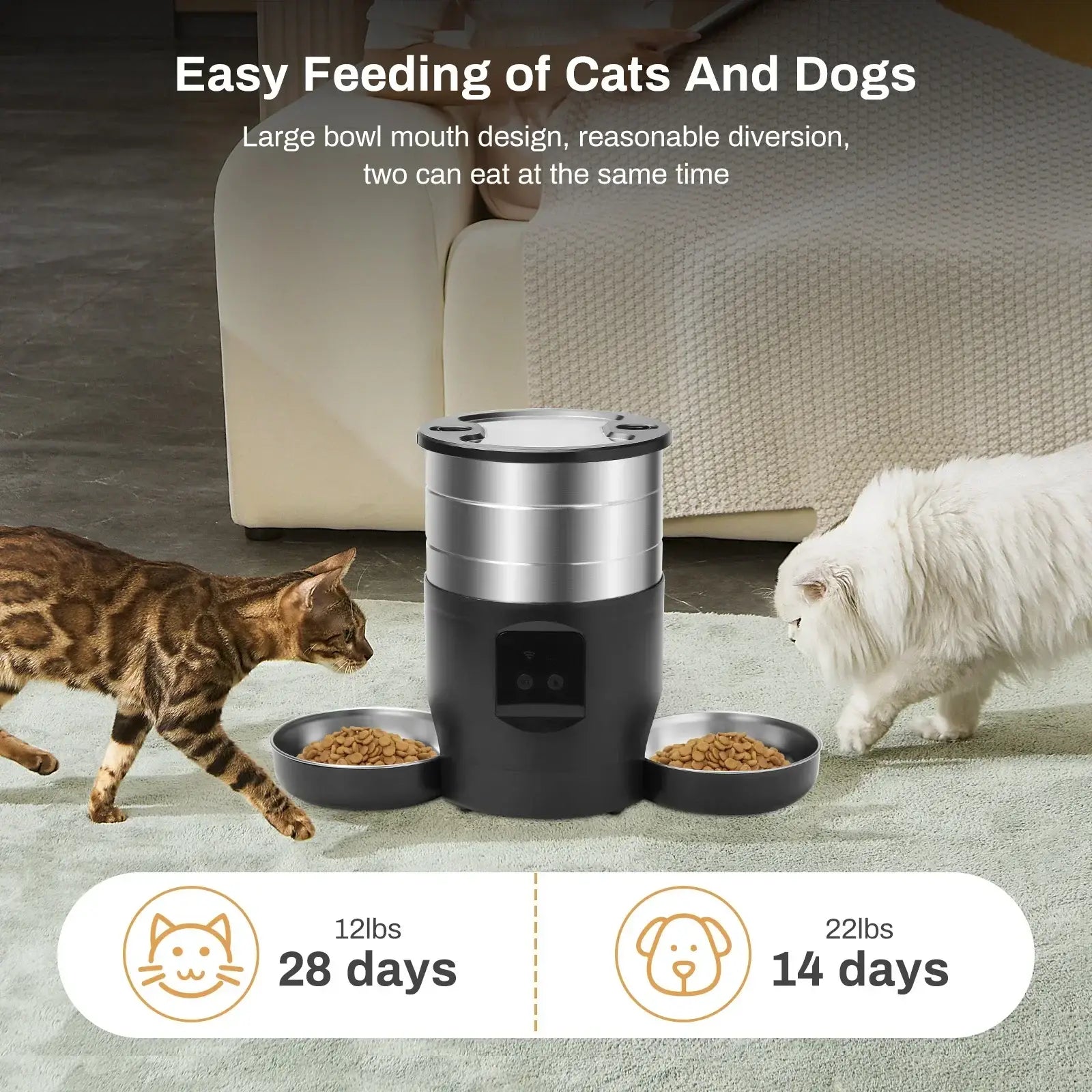 Distributeur croquettes chat Wi-Fi 4,5 L