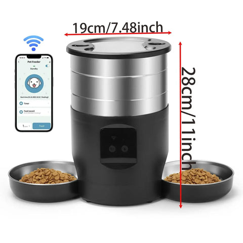 Distributeur croquettes chat Wi-Fi 4,5 L - WiFi black feeder / L / 4L