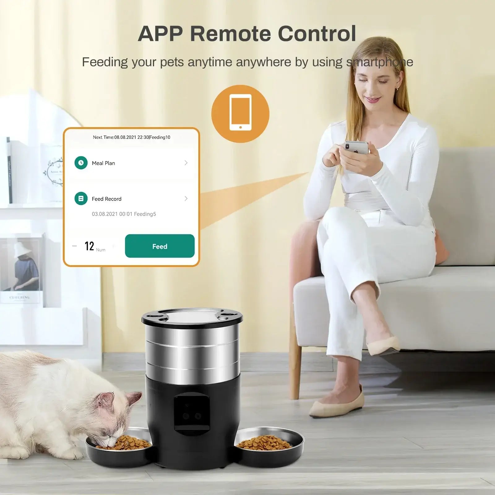 Distributeur croquettes chat Wi-Fi 4,5 L
