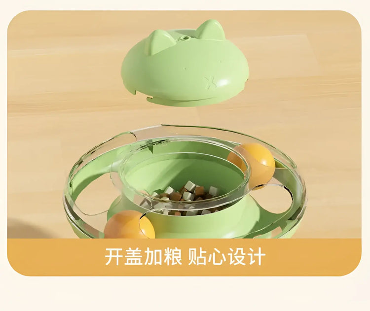 Cat Turntable Rocking Spring Dispenser Self-Entertaining Cat Teaser Stick Pet Boredom-Relief Toy