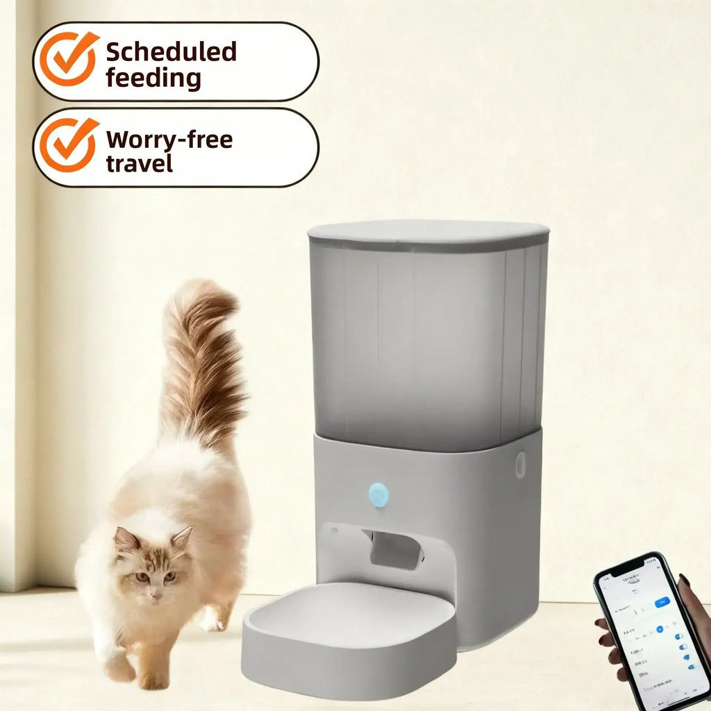 Dog and Cat Automatic Feeder Timed and Quantitative Intelligent Feeder APP Remote Control of Pet Food Bowl - W3 milky