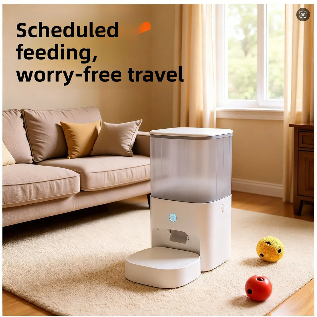 Dog and Cat Automatic Feeder Timed and Quantitative Intelligent Feeder APP Remote Control of Pet Food Bowl - W3 milky
