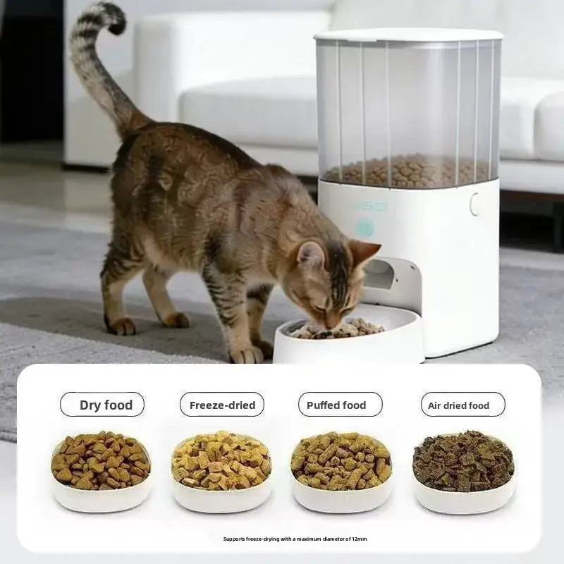 Dog and Cat Automatic Feeder Timed and Quantitative Intelligent Feeder APP Remote Control of Pet Food Bowl - W3 milky