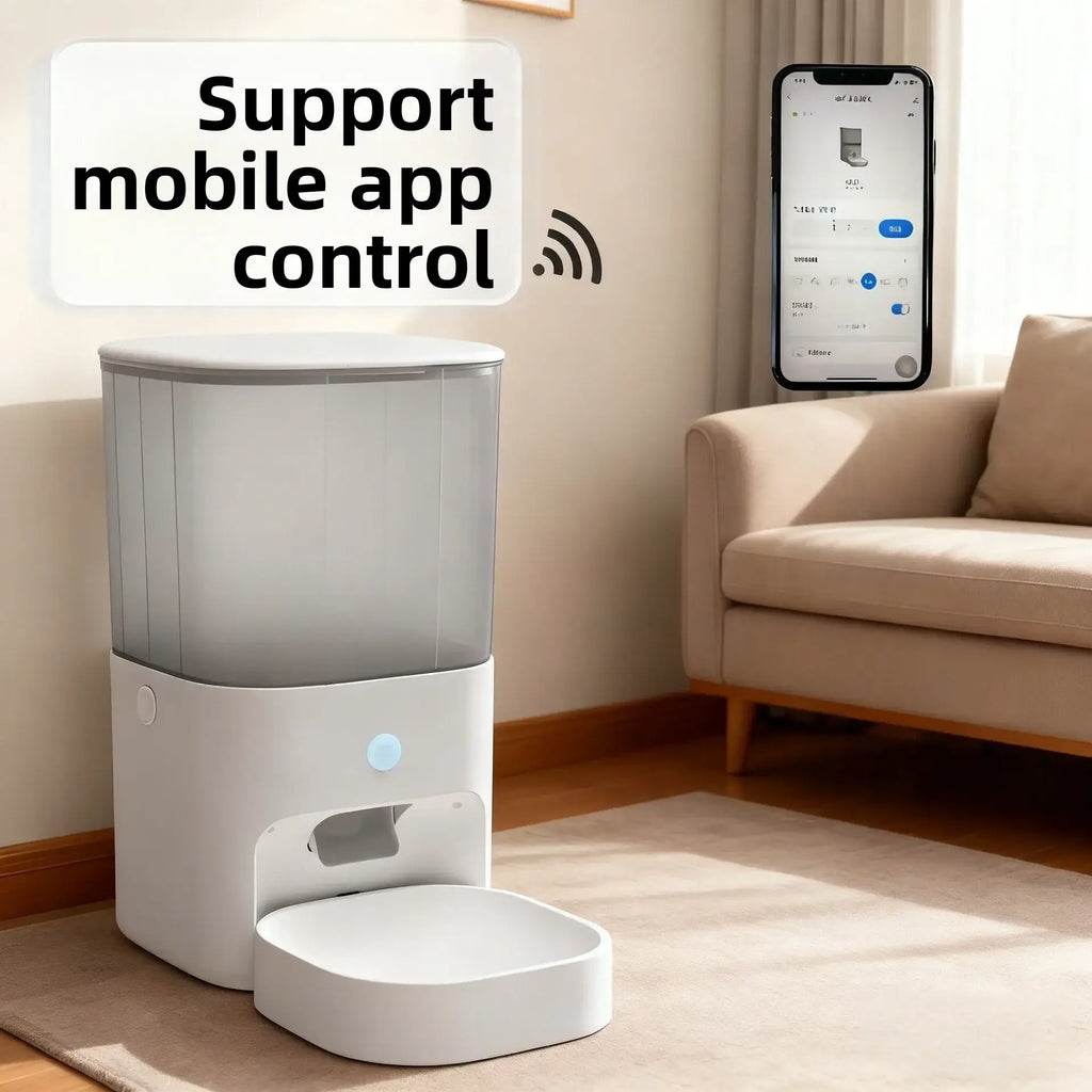 Dog and Cat Automatic Feeder Timed and Quantitative Intelligent Feeder APP Remote Control of Pet Food Bowl - W3 milky