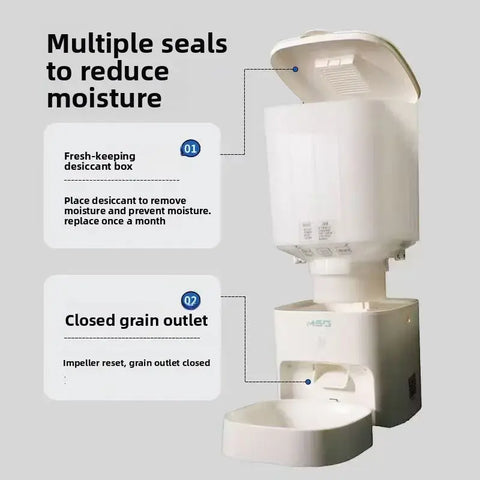 Dog and Cat Automatic Feeder Timed and Quantitative Intelligent Feeder APP Remote Control of Pet Food Bowl - W3 milky