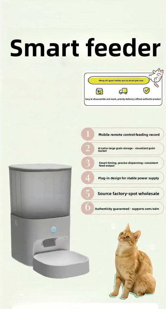Dog and Cat Automatic Feeder Timed and Quantitative Intelligent Feeder APP Remote Control of Pet Food Bowl - W3 milky