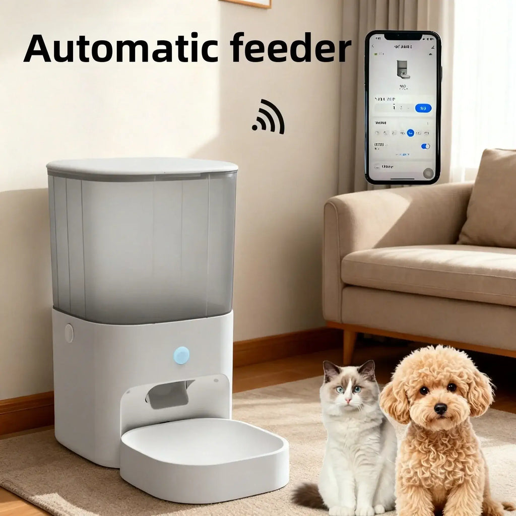 Dog and Cat Automatic Feeder Timed and Quantitative Intelligent Feeder APP Remote Control of Pet Food Bowl - W3 milky