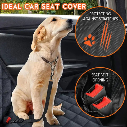 Dog Car Rear Seat Protective Cover Waterproof Dirt Resistant Pet Seat Cover Black Shoulder Strap Hammock Pet Travel