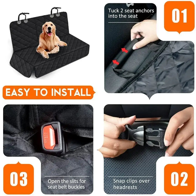 Dog Car Rear Seat Protective Cover Waterproof Dirt Resistant Pet Seat Cover Black Shoulder Strap Hammock Pet Travel