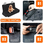 Dog Car Rear Seat Protective Cover Waterproof Dirt Resistant Pet Seat Cover Black Shoulder Strap Hammock Pet Travel