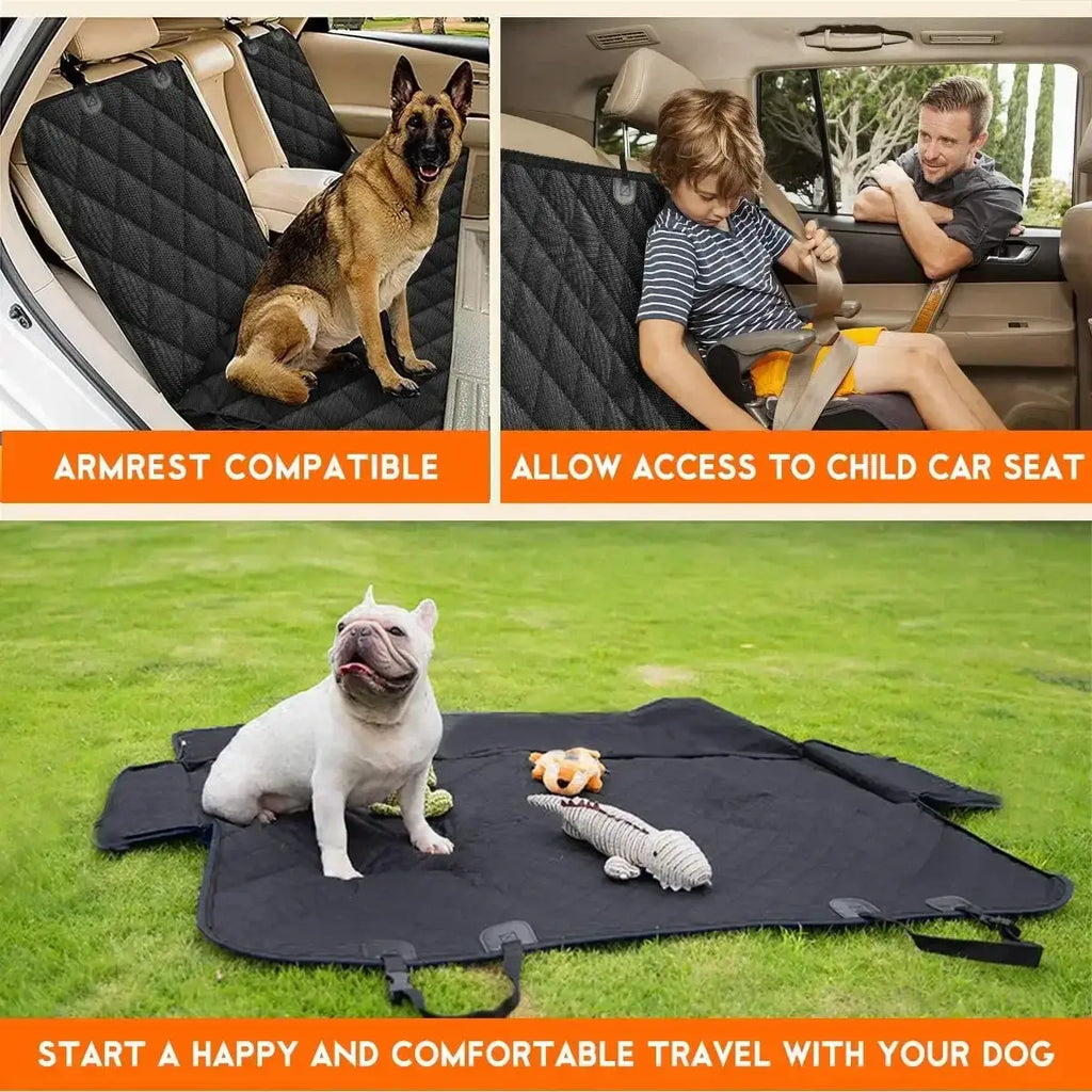 Dog Car Rear Seat Protective Cover Waterproof Dirt Resistant Pet Seat Cover Black Shoulder Strap Hammock Pet Travel