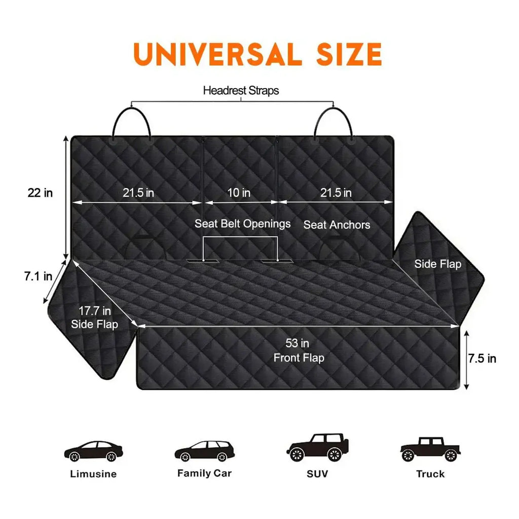Dog Car Rear Seat Protective Cover Waterproof Dirt Resistant Pet Seat Cover Black Shoulder Strap Hammock Pet Travel
